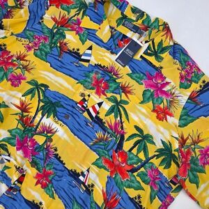 POLO RALPH LAUREN TROPICAL SAILBOAT CAMP SHIRT MENS 3XB HAWAIIAN COLORFUL POCKET